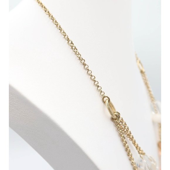 TALBOTS Multi Strand Peach Cream Beaded Gold Tone Statement Necklace - Picture 5 of 7